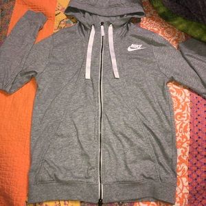 GREY AUTHENTIC NIKE RIBBON ZIP UP HOODIE✨🖤🤍